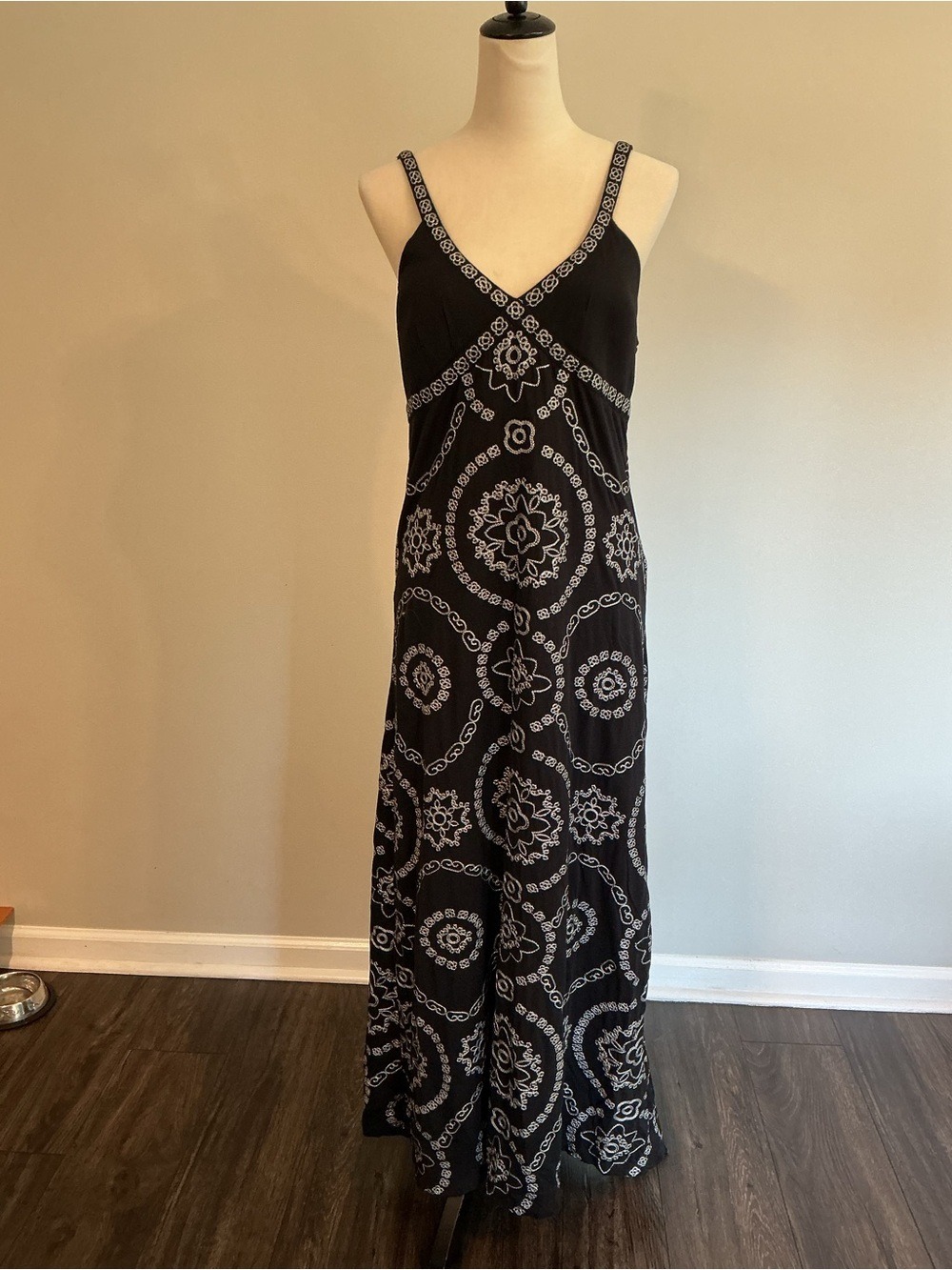 INC International Concepts Black Metallic Embroidered Maxi Dress - Picture 2 of 12